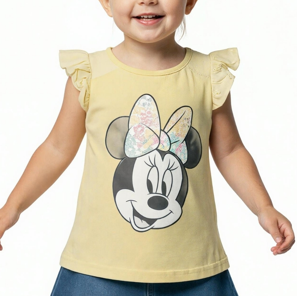 Disney Junior Minnie Mouse Flutter Sleeve‎ Tee – Yellow – Size 3T